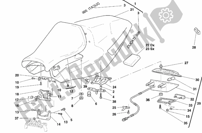 All parts for the Seat Monoposto of the Ducati Superbike 996 USA 1999